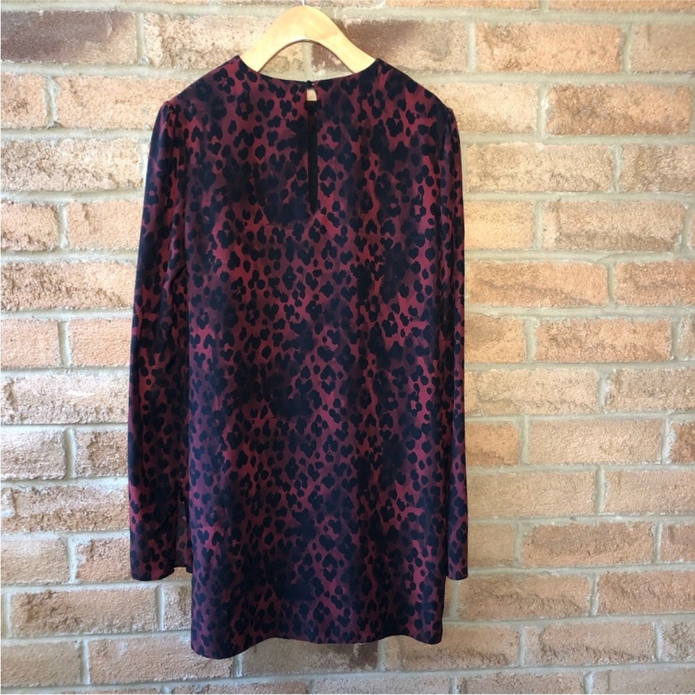 SAINT LAURENT | Purple & black designer printed long sleeved silk mini dress